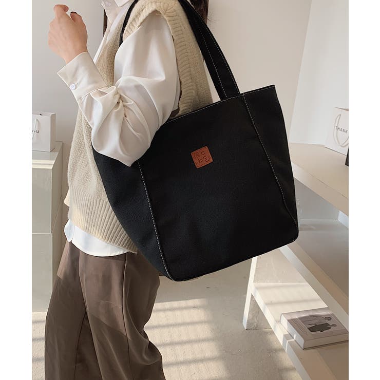 ブラック | 新作 ユニセックストートバッグ キャンバス | aimoha 