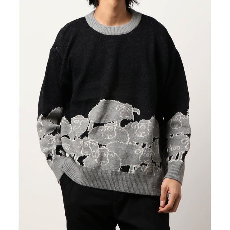 ★SALE★キルキー　羊柄ハイネックニット CLEL】Loose Floral Jacquard Shaggy Knit/ルーズ花柄ジャガード
