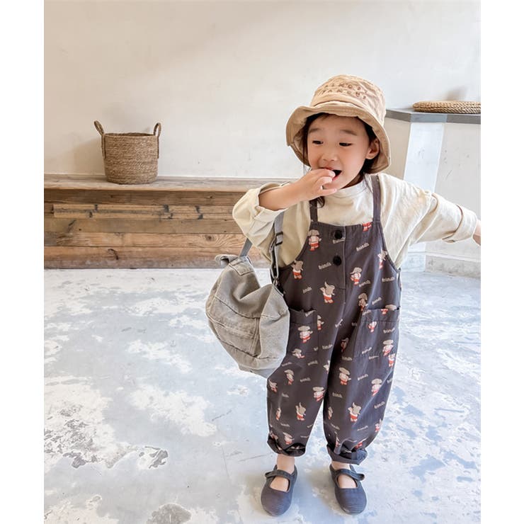 aimoha-KIDS- 可愛い総柄プリントサロペット | aimoha kids | 詳細画像2 