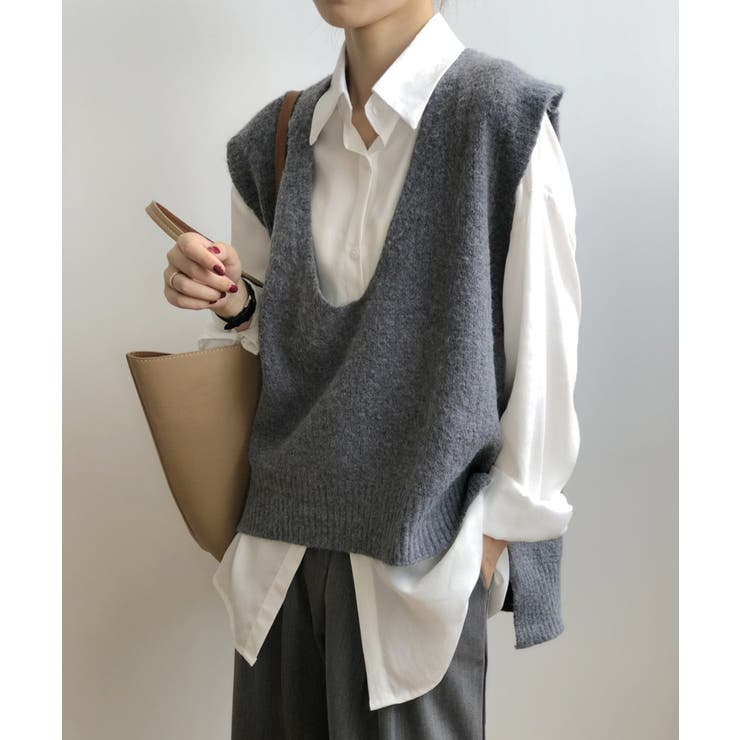 新作 Vネックオーバーベスト 韓国ファッション | aimoha  | 詳細画像4 