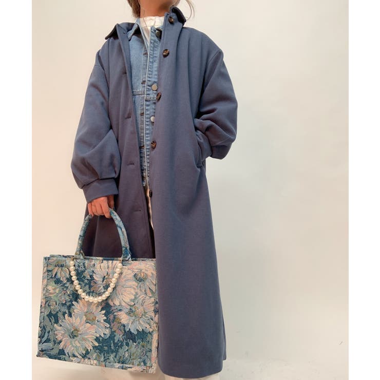 ボリューム袖ロング丈後タックチェスターコートレディース アウター