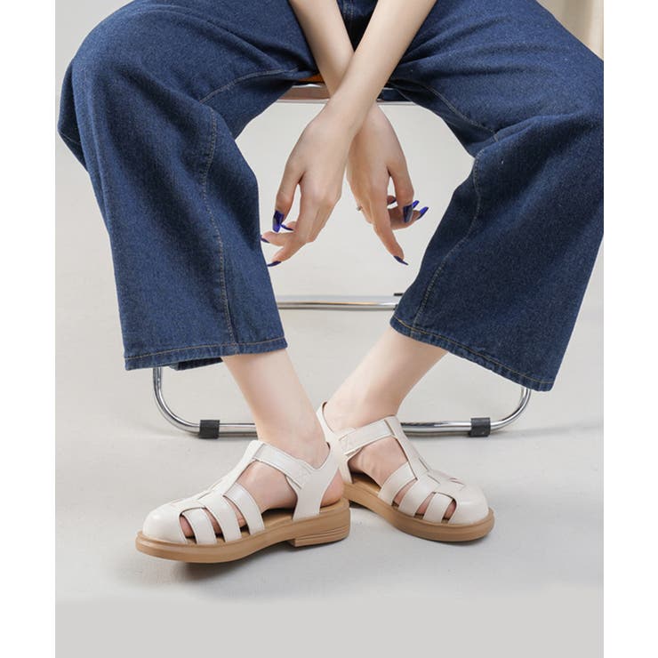 ホワイト | シンプル フェイクレザー グルカサンダル【SS】 | aimoha 
