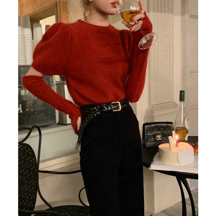 アームウォーマー付きトップス アームウォーマーニットトップスセット | aimoha  | 詳細画像4 