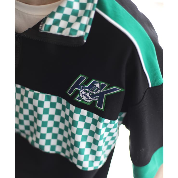 HOOK  original レーシング風ブロックチェック切り替え半袖ハーフジッ… | HOOK | 詳細画像13 