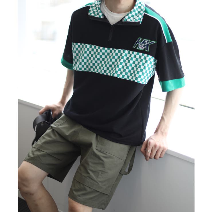 HOOK  original レーシング風ブロックチェック切り替え半袖ハーフジッ… | HOOK | 詳細画像15 