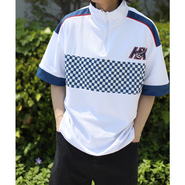 HOOK  original レーシング風ブロックチェック切り替え半袖ハーフジッ… | HOOK | 詳細画像19 