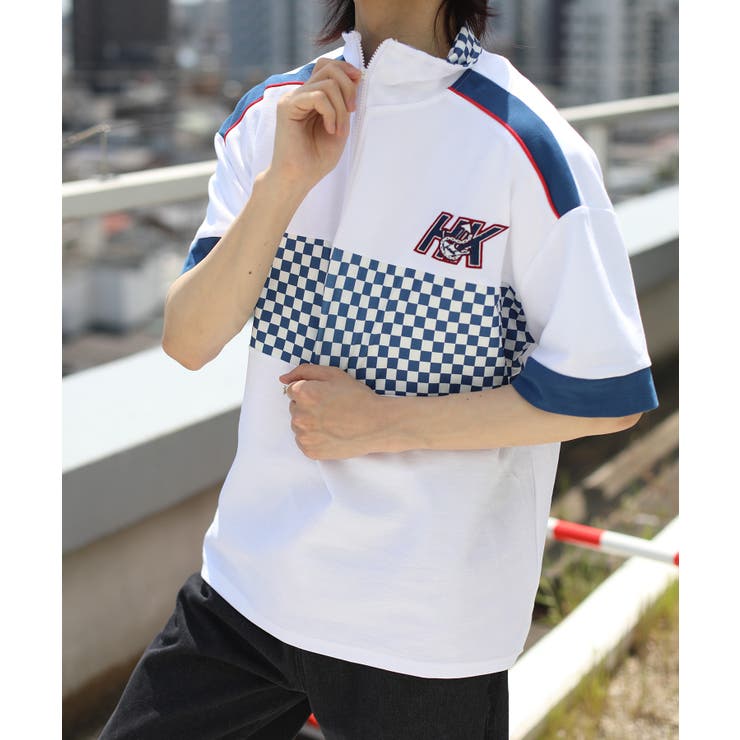 HOOK  original レーシング風ブロックチェック切り替え半袖ハーフジッ… | HOOK | 詳細画像21 