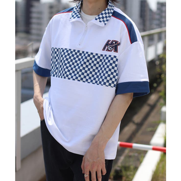 HOOK  original レーシング風ブロックチェック切り替え半袖ハーフジッ… | HOOK | 詳細画像22 
