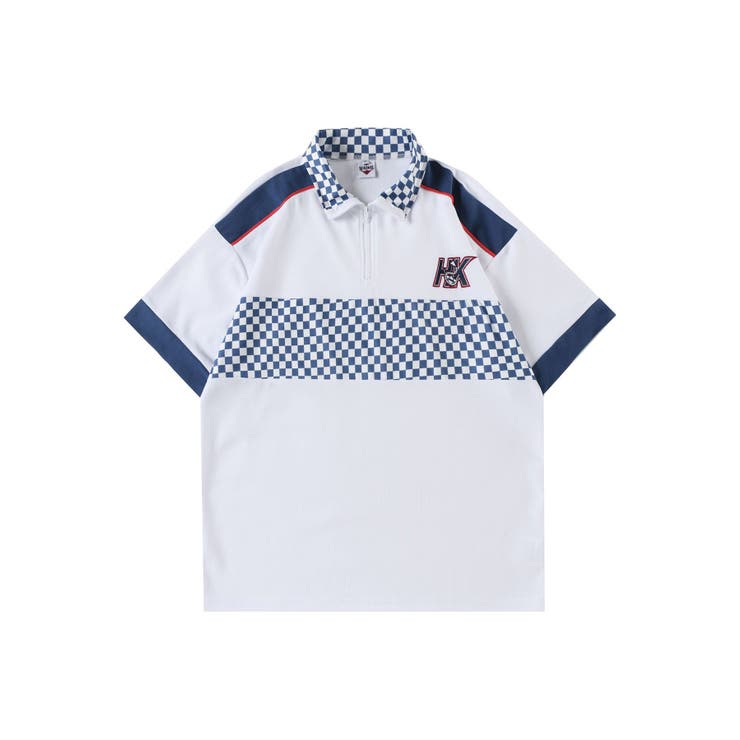 HOOK  original レーシング風ブロックチェック切り替え半袖ハーフジッ… | HOOK | 詳細画像2 