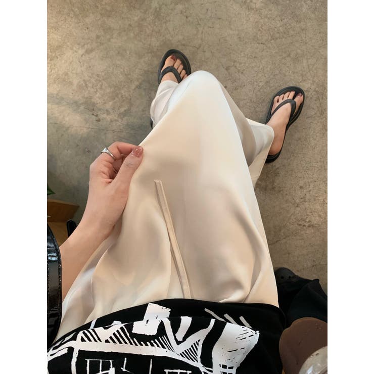 ゴム入りウエストロングスカート 韓国ファッション ハイウエスト | aimoha  | 詳細画像3 