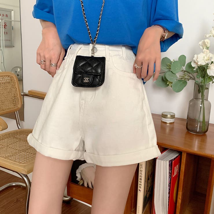 ハイウエストAラインデニムショーツ ショートパンツ 韓国ファッション | aimoha  | 詳細画像6 