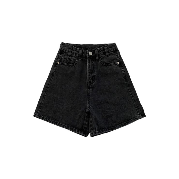 【50％OFF】 ハイウエストAラインデニムショーツ ショートパンツ 韓国 パンツ