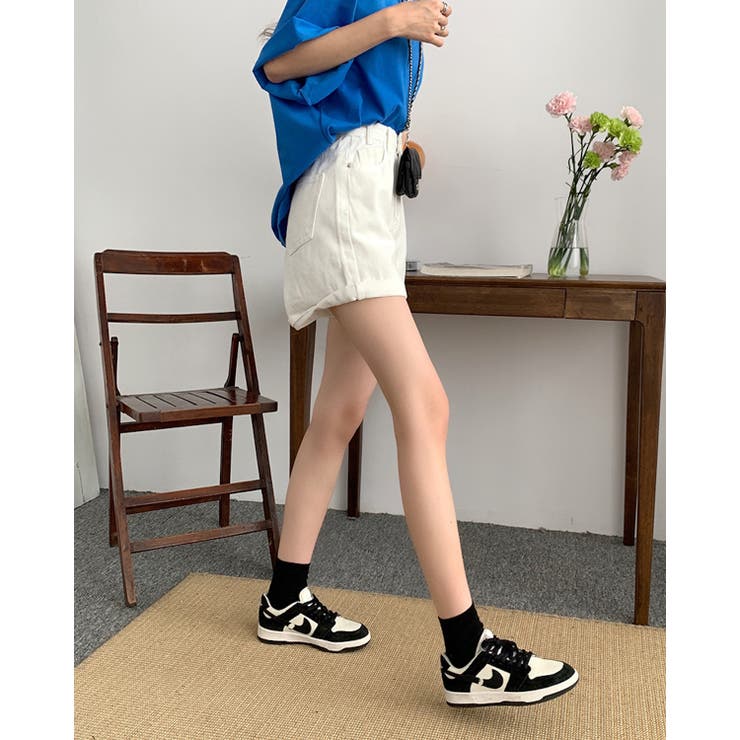 ハイウエストAラインデニムショーツ ショートパンツ 韓国ファッション | aimoha  | 詳細画像11 