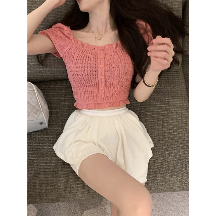 2WAYオフショル パフスリーブトップス 韓国ファッション | aimoha  | 詳細画像12 