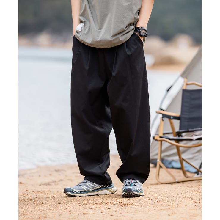 アメカジ膝タック入りストレートパンツ 韓国 ストリート系[品番