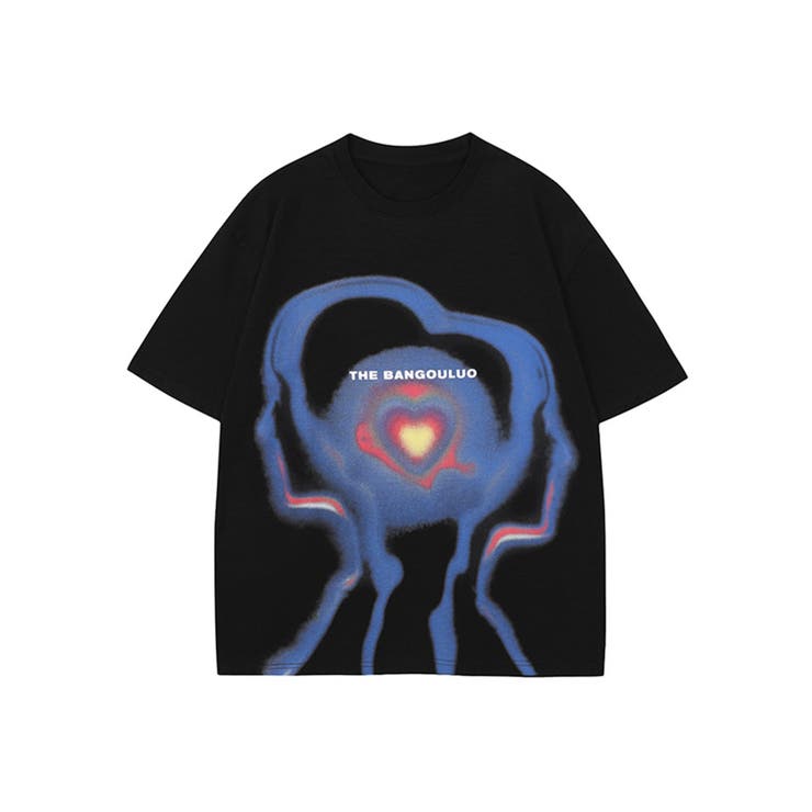 ブラック | 個性派抽象画プリント半袖ビッグTシャツ 半袖ビッグTシャツ メンズ | HOOK