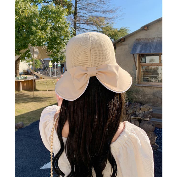 紫外線対策韓国風バックリボンハット 帽子 ペーパー | aimoha  | 詳細画像2 