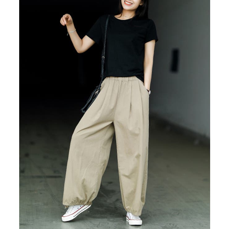 ゆったりタック入りワイドパンツ リラックスパンツ ワイドパンツ | aimoha  | 詳細画像11 