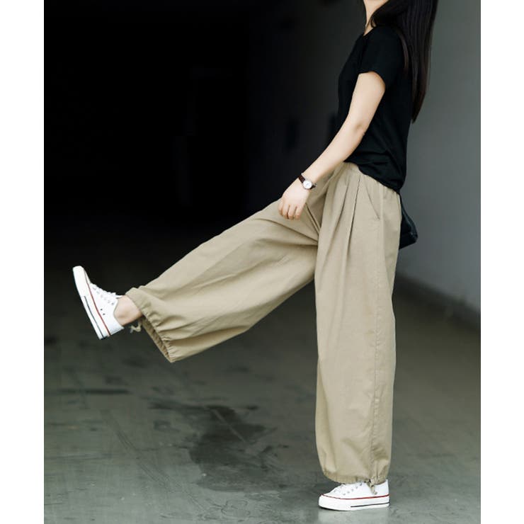 ゆったりタック入りワイドパンツ リラックスパンツ ワイドパンツ | aimoha  | 詳細画像13 
