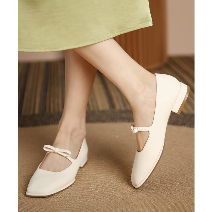 ベージュ | メリージェーンスクエアトゥパンプス 韓国ファッション | aimoha 