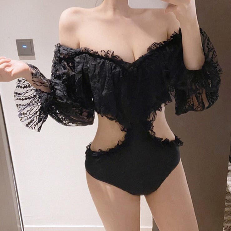 長袖フリルスイムウェア 【Jasmine】韓国ファッション ワンピース | aimoha  | 詳細画像1 