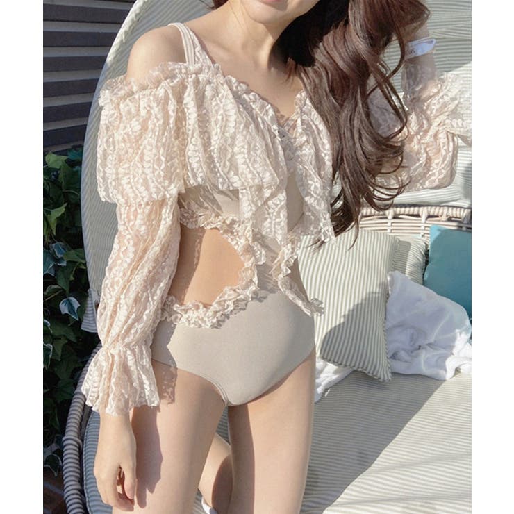 長袖フリルスイムウェア 【Jasmine】韓国ファッション ワンピース | aimoha  | 詳細画像12 