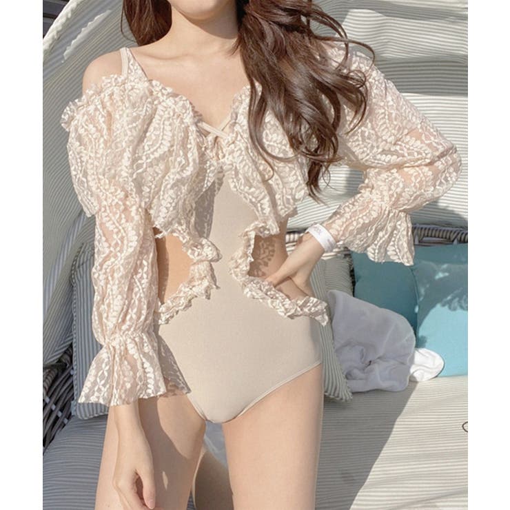 長袖フリルスイムウェア 【Jasmine】韓国ファッション ワンピース | aimoha  | 詳細画像14 