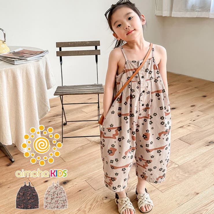 韓国子供服 プリント7分丈サロペット キッズ[品番：XT000009384]｜aimoha kids（アイモハキッズ）のキッズ ファッション通販｜SHOPLIST（ショップリスト）