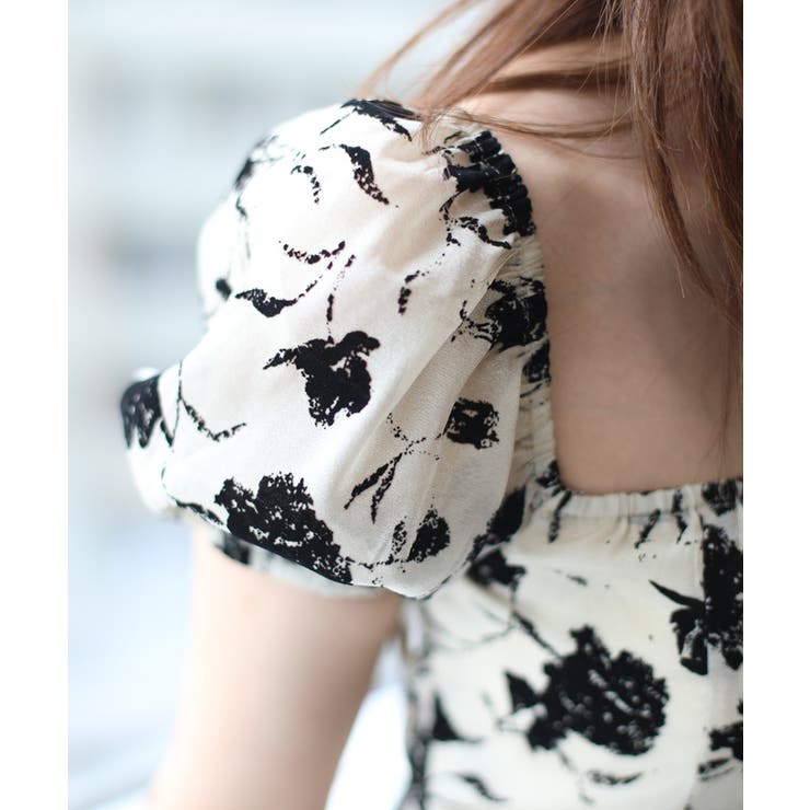 スクエアネック花柄ワンピース ドレス 韓国ファッション | aimoha  | 詳細画像17 