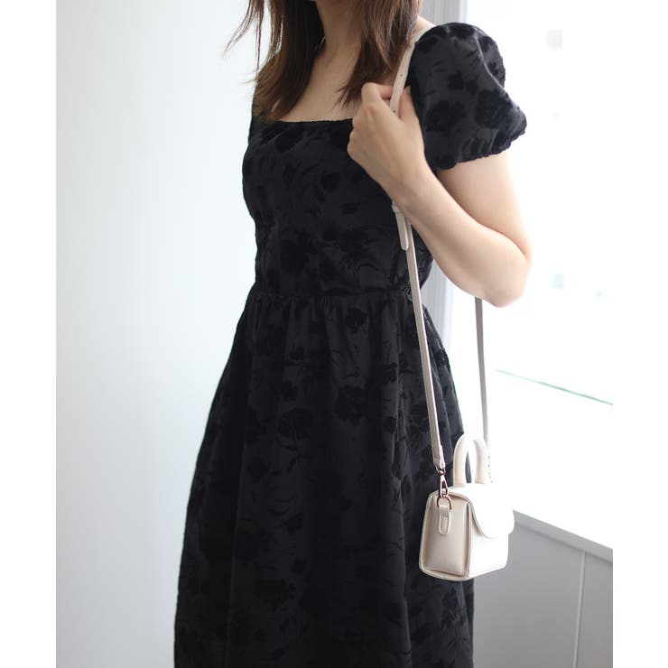 スクエアネック花柄ワンピース ドレス 韓国ファッション | aimoha  | 詳細画像3 