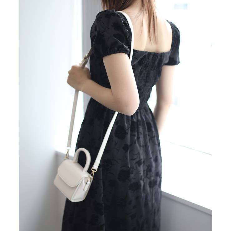 スクエアネック花柄ワンピース ドレス 韓国ファッション | aimoha  | 詳細画像4 