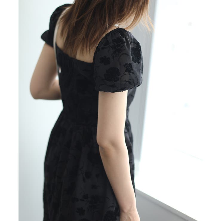 スクエアネック花柄ワンピース ドレス 韓国ファッション | aimoha  | 詳細画像6 