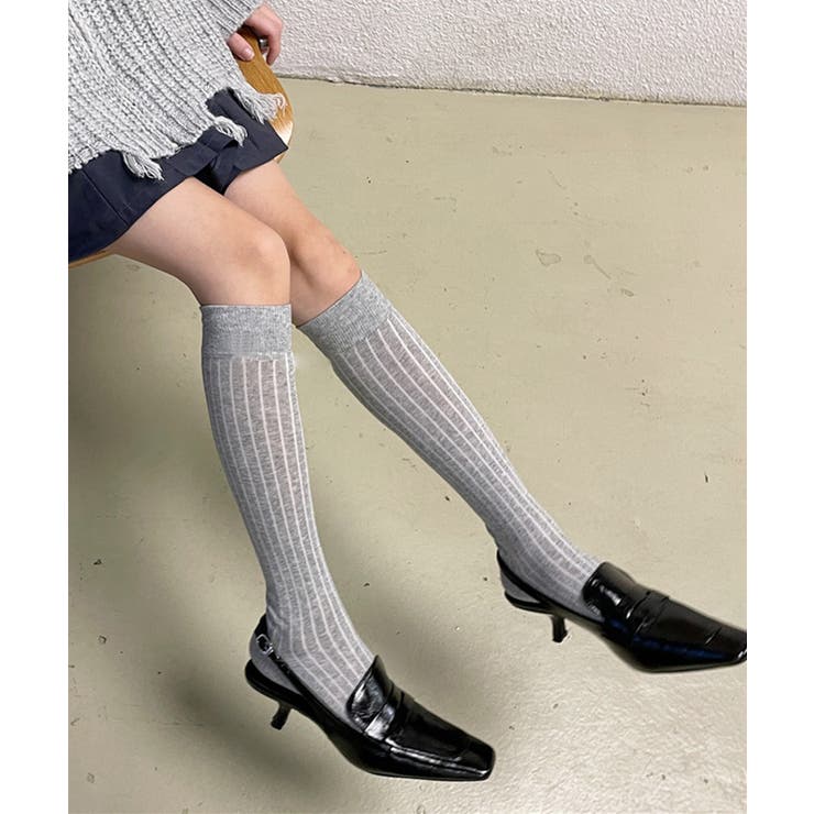 韓国風 リブ ハイソックス 靴下 韓国ファッション ルーズソックス