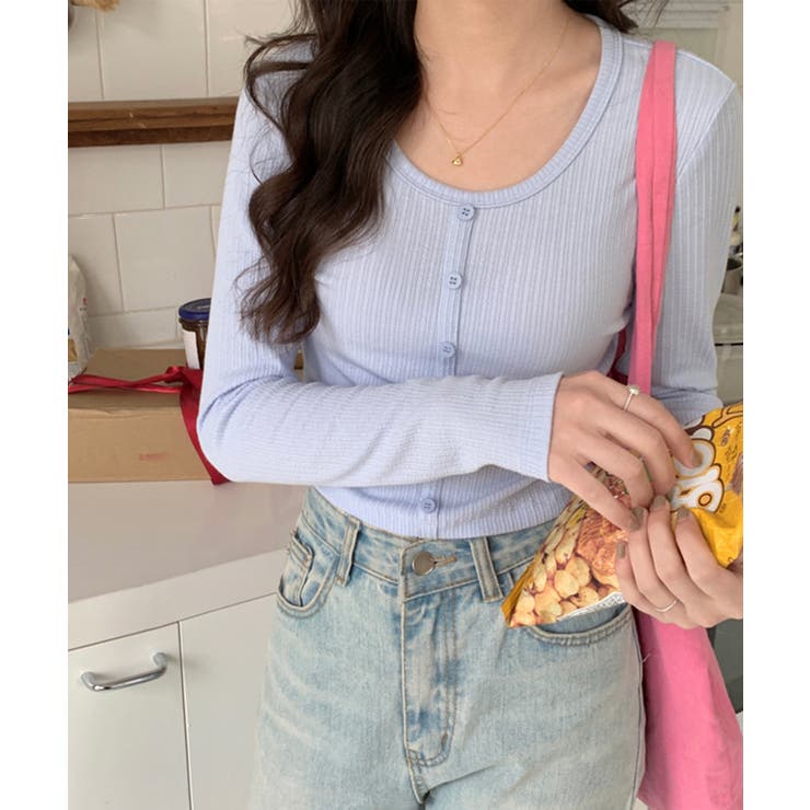 カーディガン風トップス 韓国ファッション ハイウエスト | aimoha  | 詳細画像2 