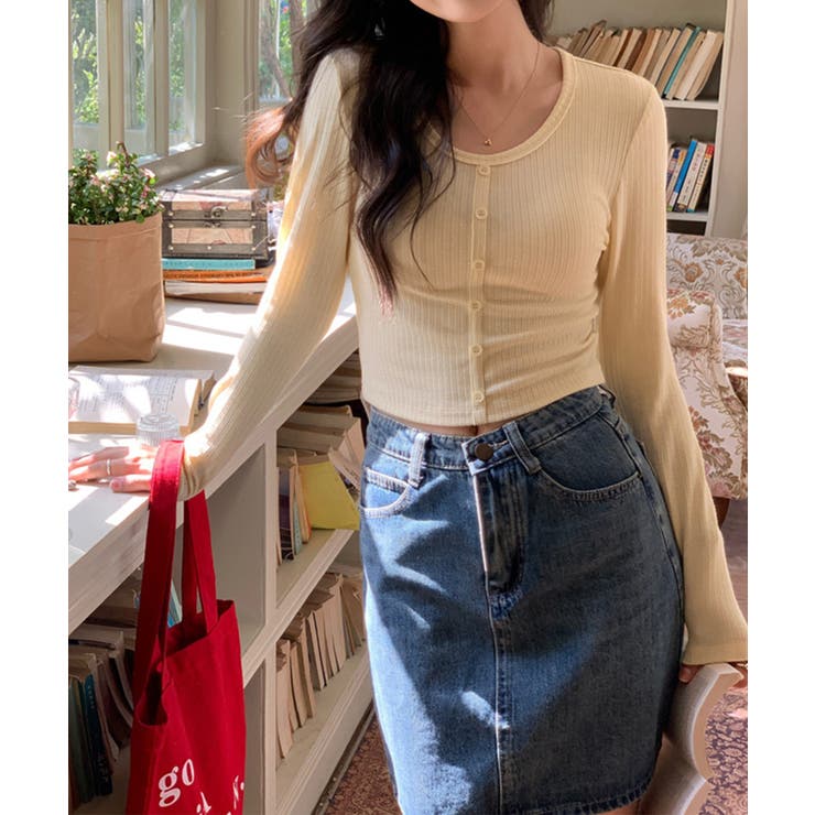 カーディガン風トップス 韓国ファッション ハイウエスト | aimoha  | 詳細画像6 