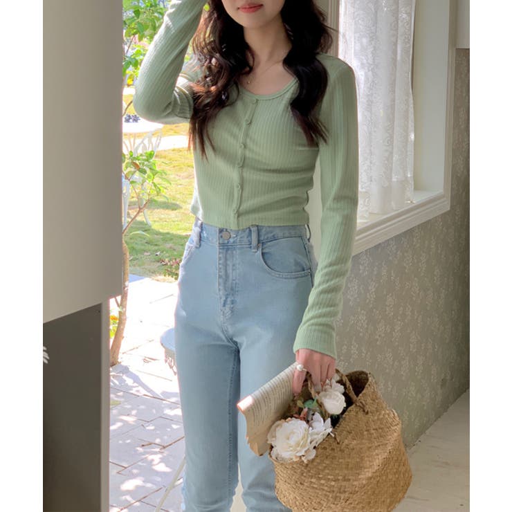 カーディガン風トップス 韓国ファッション ハイウエスト | aimoha  | 詳細画像10 