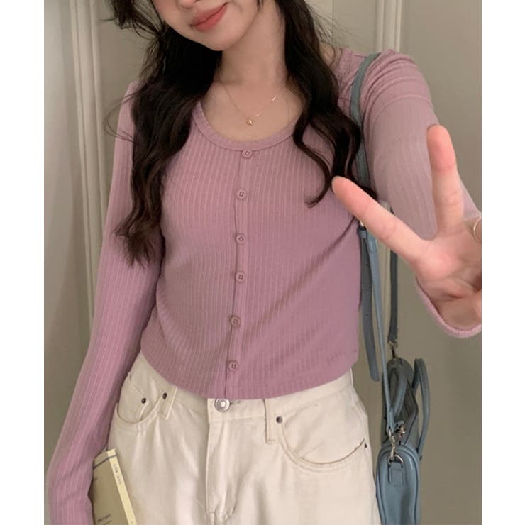 カーディガン風トップス 韓国ファッション ハイウエスト | aimoha  | 詳細画像11 