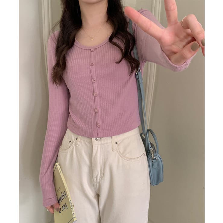 カーディガン風トップス 韓国ファッション ハイウエスト | aimoha  | 詳細画像14 