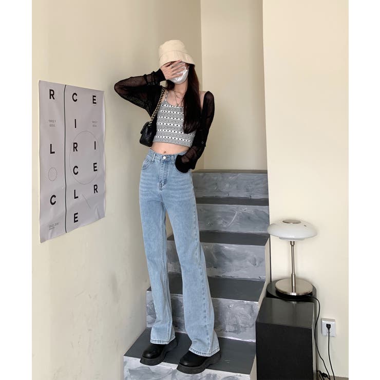 スリット入りデニムパンツ 韓国ファッション ワンピース | aimoha  | 詳細画像4 