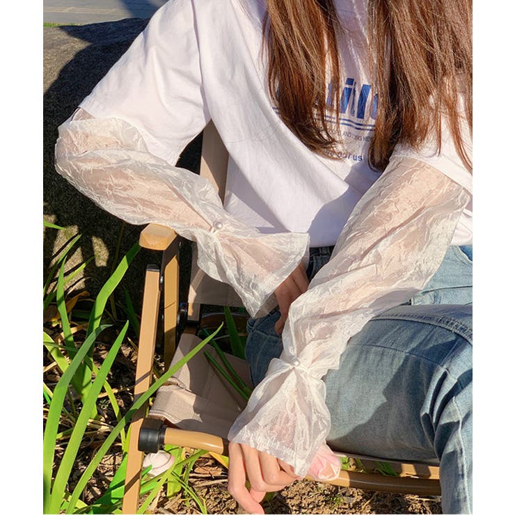 ホワイト | シアー 紫外線対策アームカバー アームウォーマー 韓国ファッション 夏服 | aimoha 