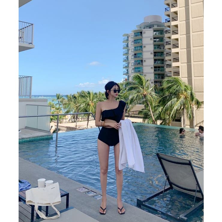 フリルワンショルダースイムウェア 水着 UVカット | aimoha  | 詳細画像9 