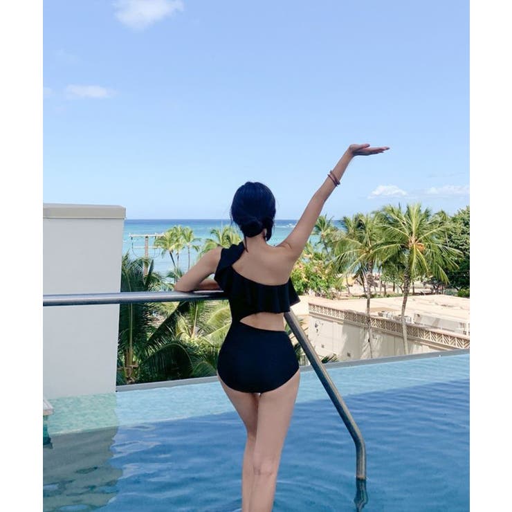 フリルワンショルダースイムウェア 水着 UVカット | aimoha  | 詳細画像4 