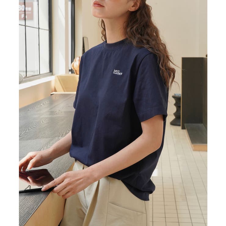 ワンポイントロゴプリント Tシャツ カットソー[品番 ワンポイントロゴプリント Tシャツ カットソー[品番