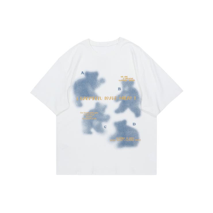 ホワイト | Tシャツ 古着風フロントプリントビッグTEE 半袖ビッグTシャツ | HOOK
