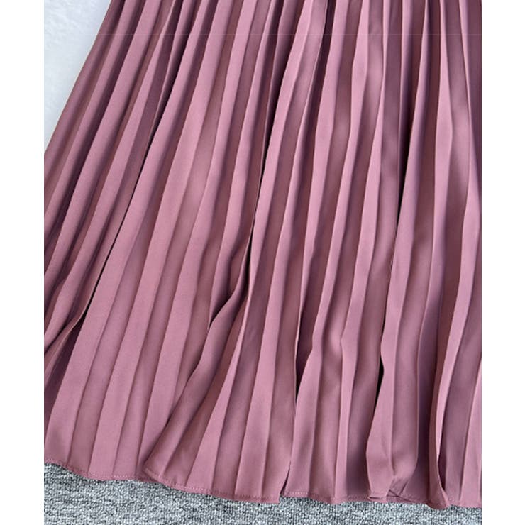 ガウン風プリーツスカートロングワンピース 韓国ファッション ハイウエスト | aimoha  | 詳細画像2 