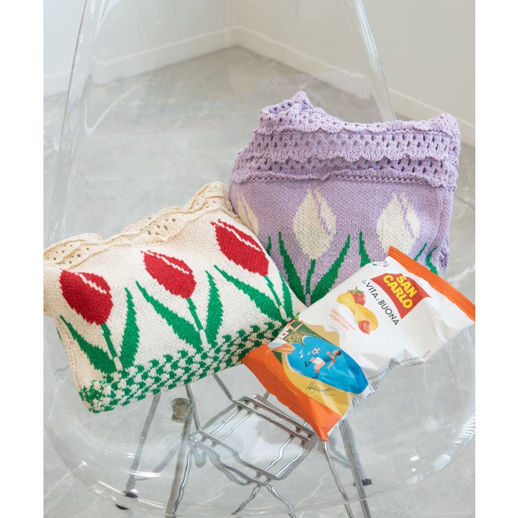 透かし編み チューリップニットトートバッグ もこもこ | aimoha  | 詳細画像10 