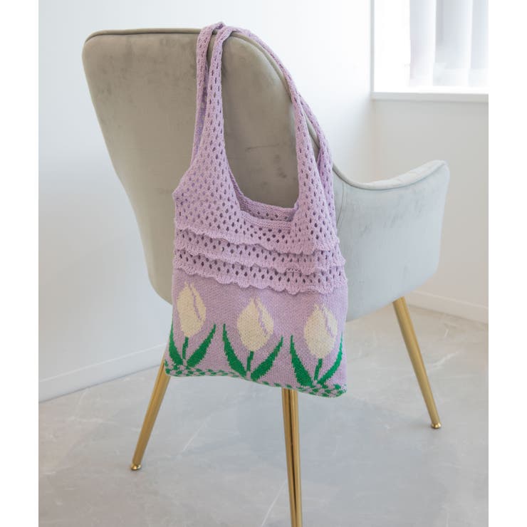 透かし編み チューリップニットトートバッグ もこもこ | aimoha  | 詳細画像5 