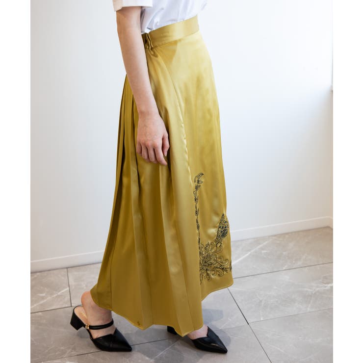 【イエロー】aimohaオリジナル刺繍スリットプリーツスカート 韓国ファッション ロンT[品番：XT000006423]｜aimoha  （アイモハ）のレディースファッション通販｜SHOPLIST（ショップリスト）
