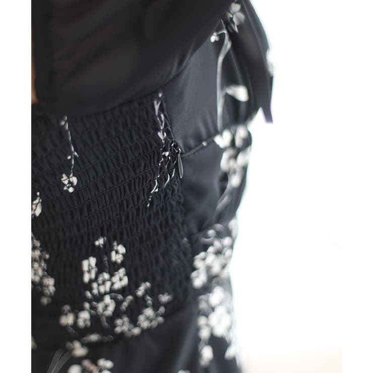 配色花柄スクエアネックパワショルワンピース 【Jasmine Grandiflo… | aimoha  | 詳細画像9 