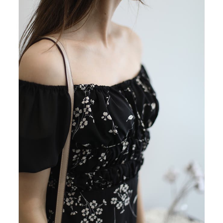 配色花柄スクエアネックパワショルワンピース 【Jasmine Grandiflo… | aimoha  | 詳細画像10 